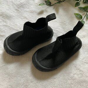 Jan & Jul Black Knit Hi-Top Shoes | Toddler Size 5 | Machine Washable Slip-On